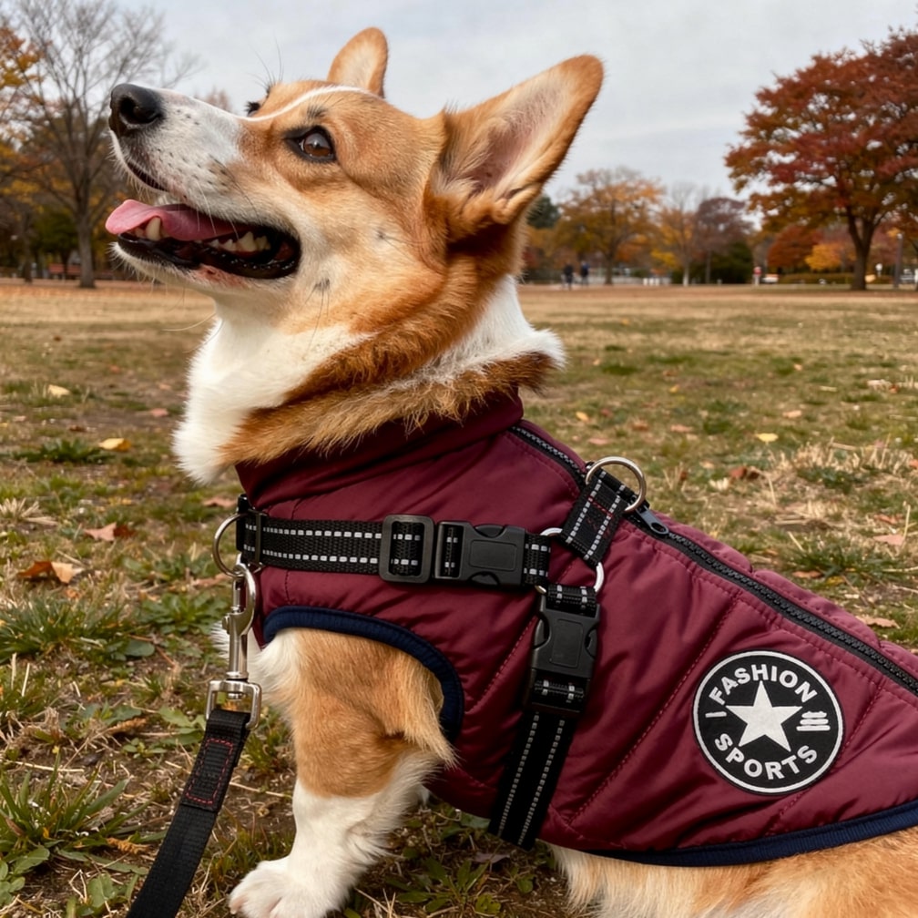 PawChic — Manteau Chien avec Harnais Intégré | Rembourré & Réfléchissant | 5 Coloris | S–5XL | Veromora