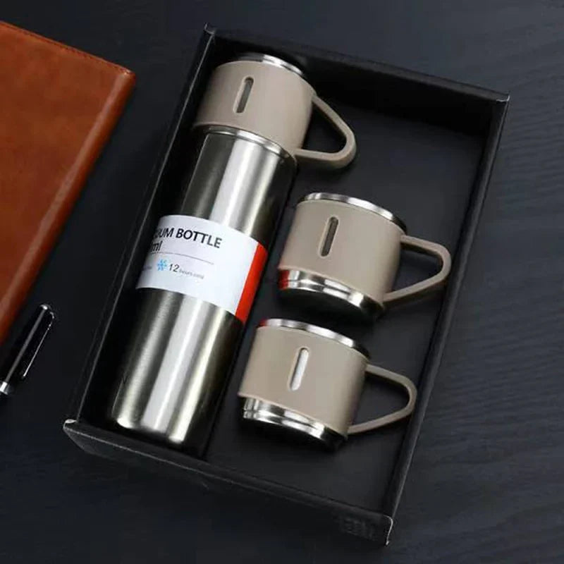 Carafe - Isotherme 500 ml avec 3 Tasses Inox | Chaud & Froid 12h | 3 Coloris | Veromora