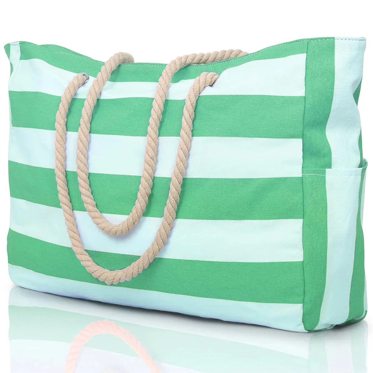 Rivago – Sac de plage rayé en canvas avec fermeture éclair