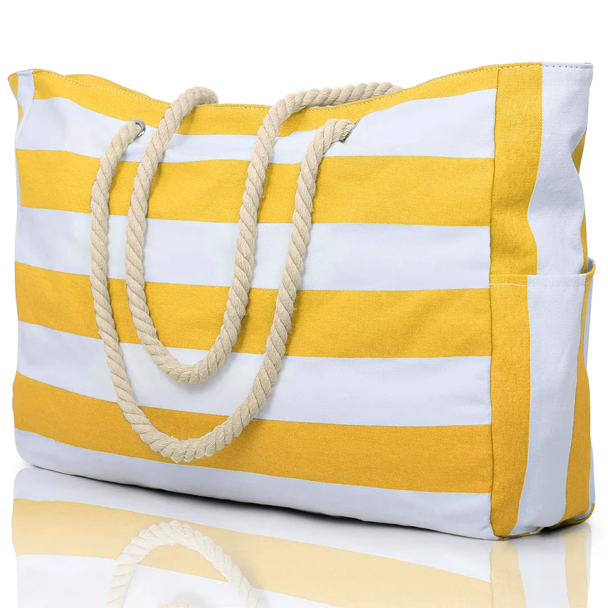Rivago – Sac de plage rayé en canvas avec fermeture éclair