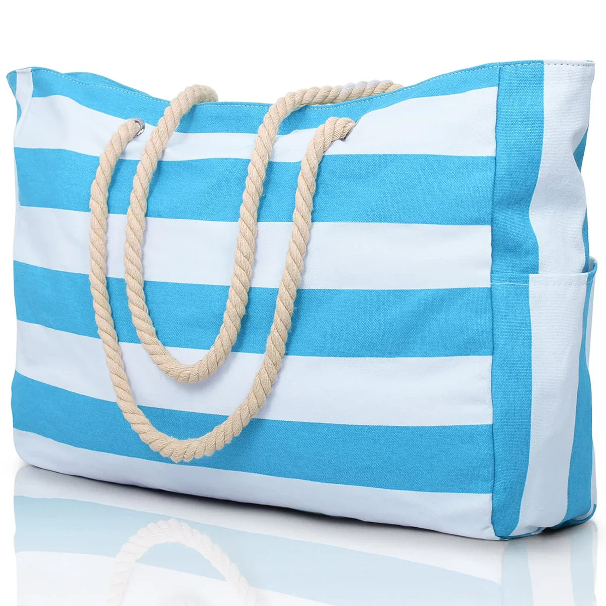 Rivago – Sac de plage rayé en canvas avec fermeture éclair