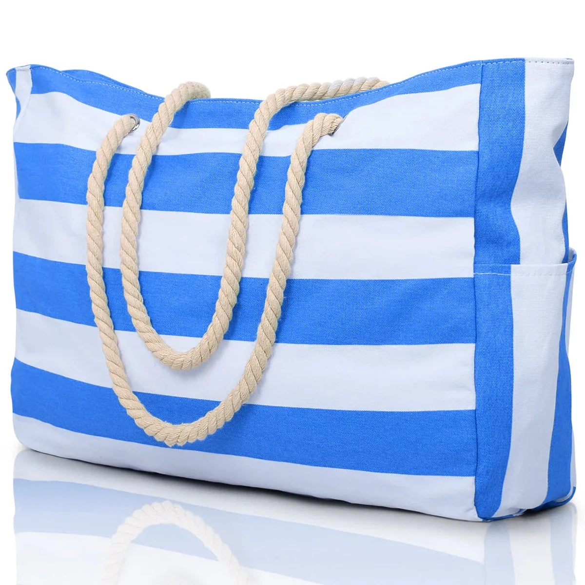 Rivago – Sac de plage rayé en canvas avec fermeture éclair