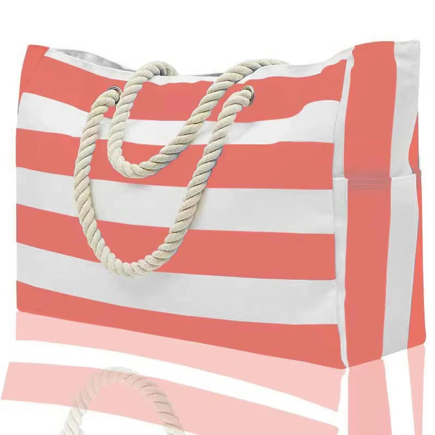 Rivago – Sac de plage rayé en canvas avec fermeture éclair