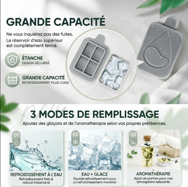 BriseLux – Ventilateur brumisateur portable | Réservoir 500 ml | USB-C | 3 modes
