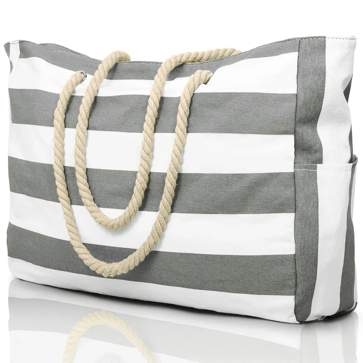 Rivago – Sac de plage rayé en canvas avec fermeture éclair