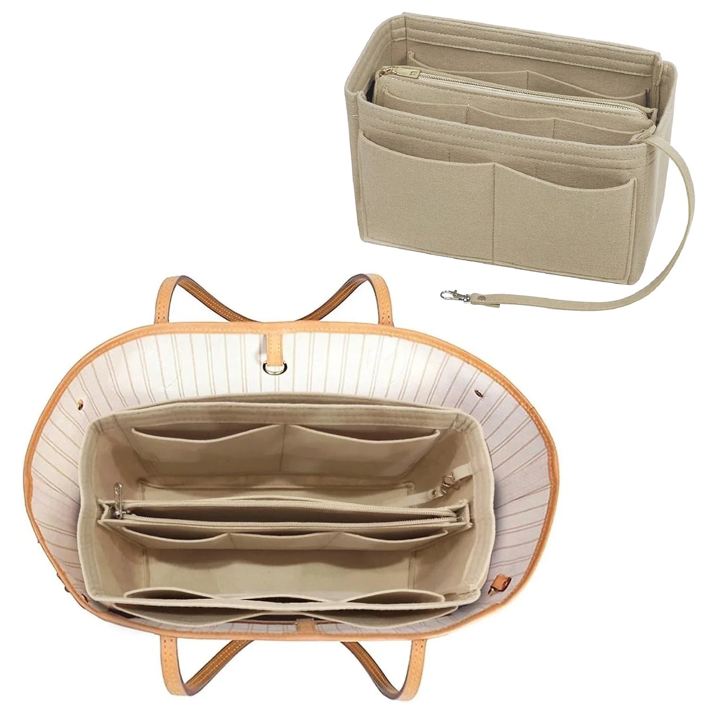 Ordina – Organisateur de sac en feutre avec fermeture éclair | 15 compartiments | M & L