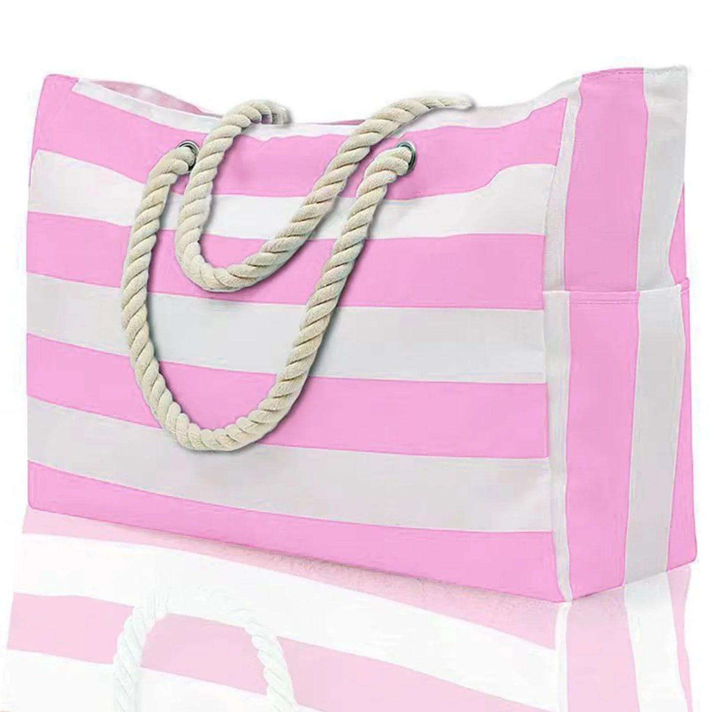 Rivago – Sac de plage rayé en canvas avec fermeture éclair