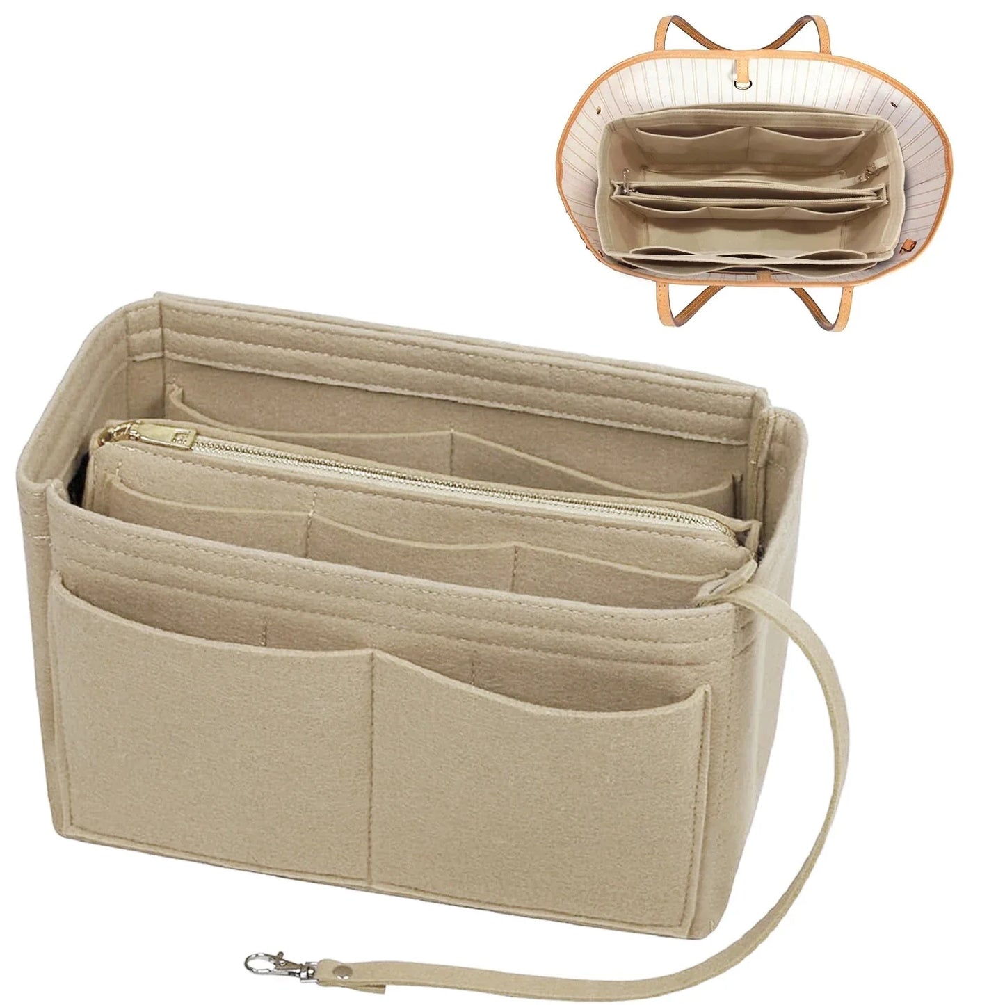 Ordina – Organisateur de sac en feutre avec fermeture éclair | 15 compartiments | M & L