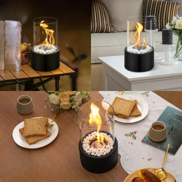 EmberGlow — Brasero de Table à Effet Flamme | Sans Fil & Dimmable | Résistant aux Intempéries | Veromora