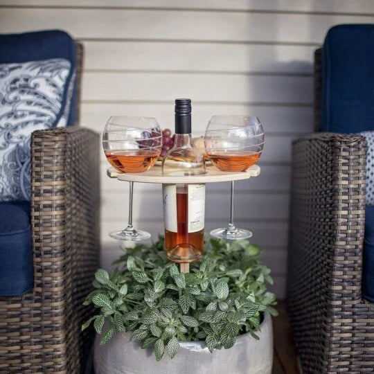 VinoStake – Table pique-nique pour vin & verres | Pliable & stable | Extérieur
