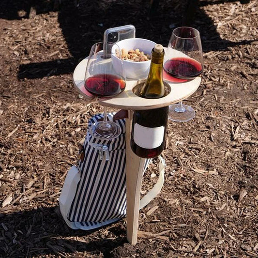 VinoStake – Table pique-nique pour vin & verres | Pliable & stable | Extérieur