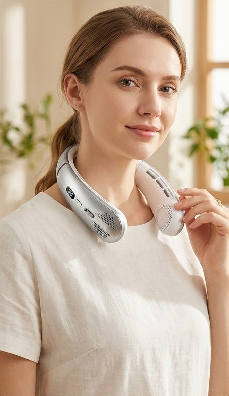 Ventilateur de Cou Sans Lames — Portable & Rechargeable