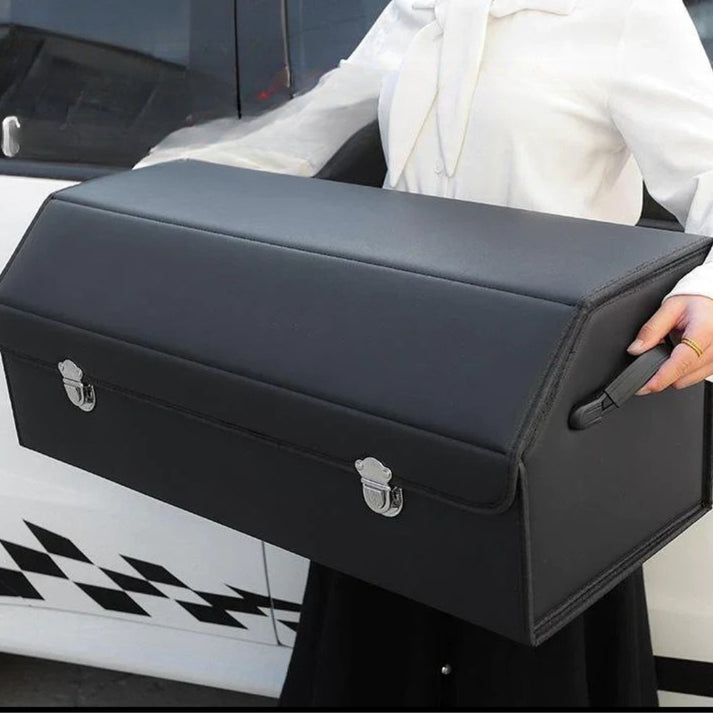 CoffreGo — Organisateur de Coffre de Voiture Pliable en Bois & Cuir | 3 Tailles | Veromora