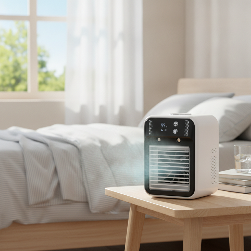 BriseLux – Ventilateur brumisateur portable | Réservoir 500 ml | USB-C | 3 modes