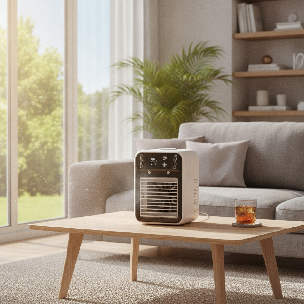 BriseLux – Ventilateur brumisateur portable | Réservoir 500 ml | USB-C | 3 modes