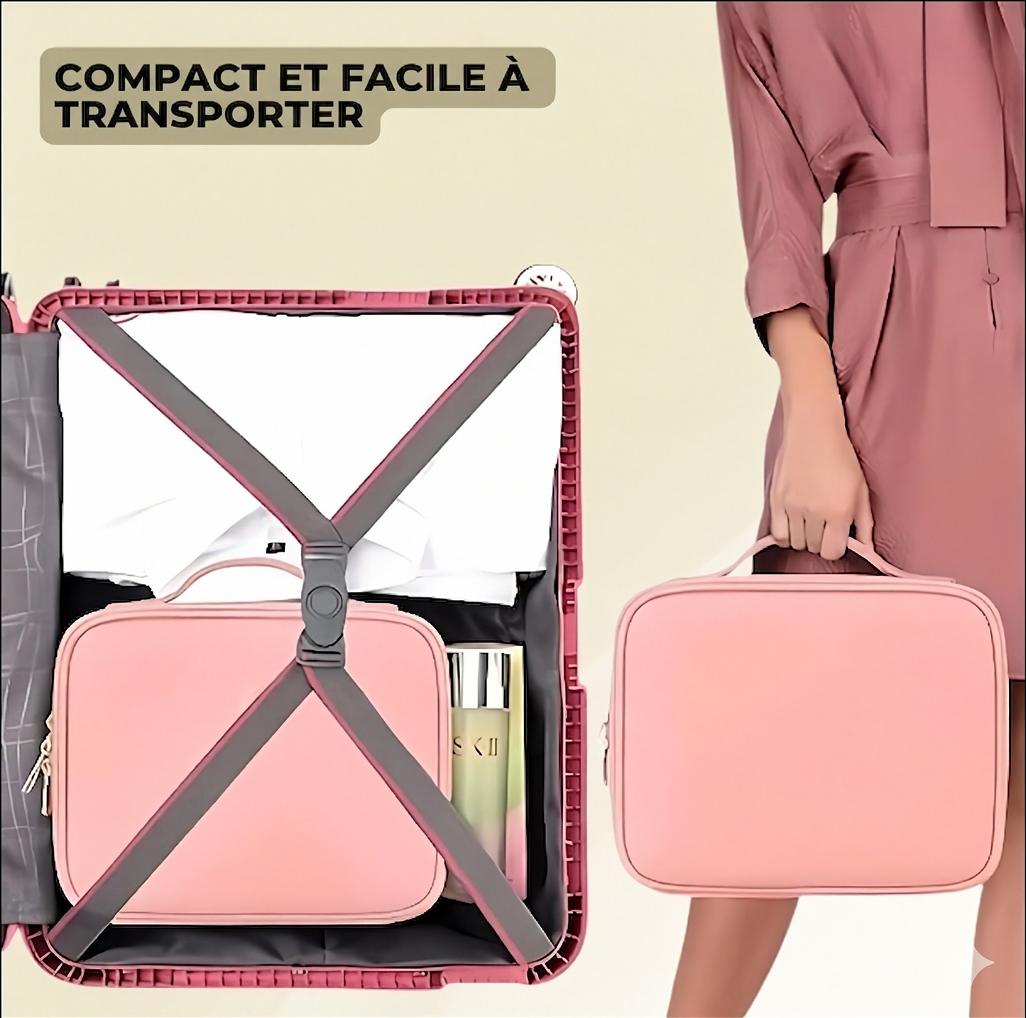 TrousseGlam – Trousse de maquillage multi-compartiments | Cuir PU imperméable