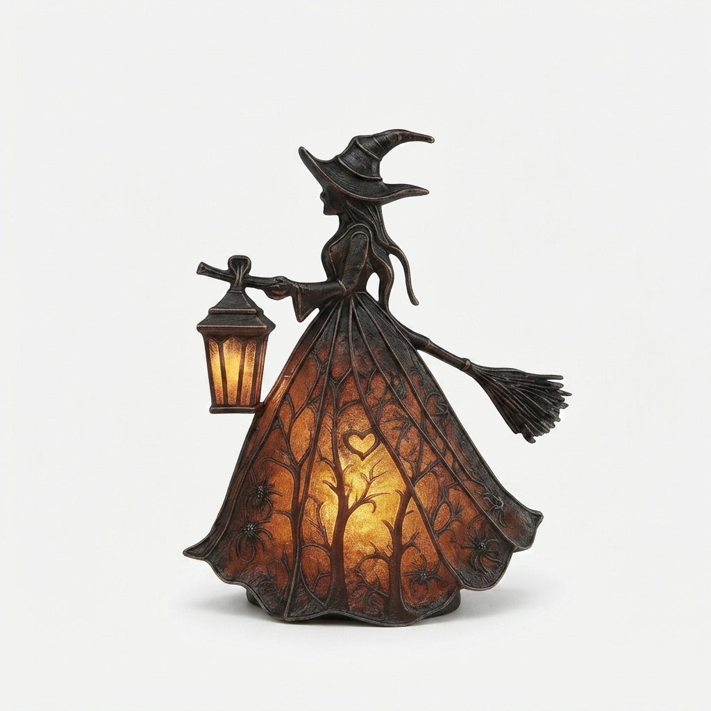 Lampe Décorative Sorcière en Résine | Lumière LED Chaleureuse | Déco Automne & Fêtes | Veromora