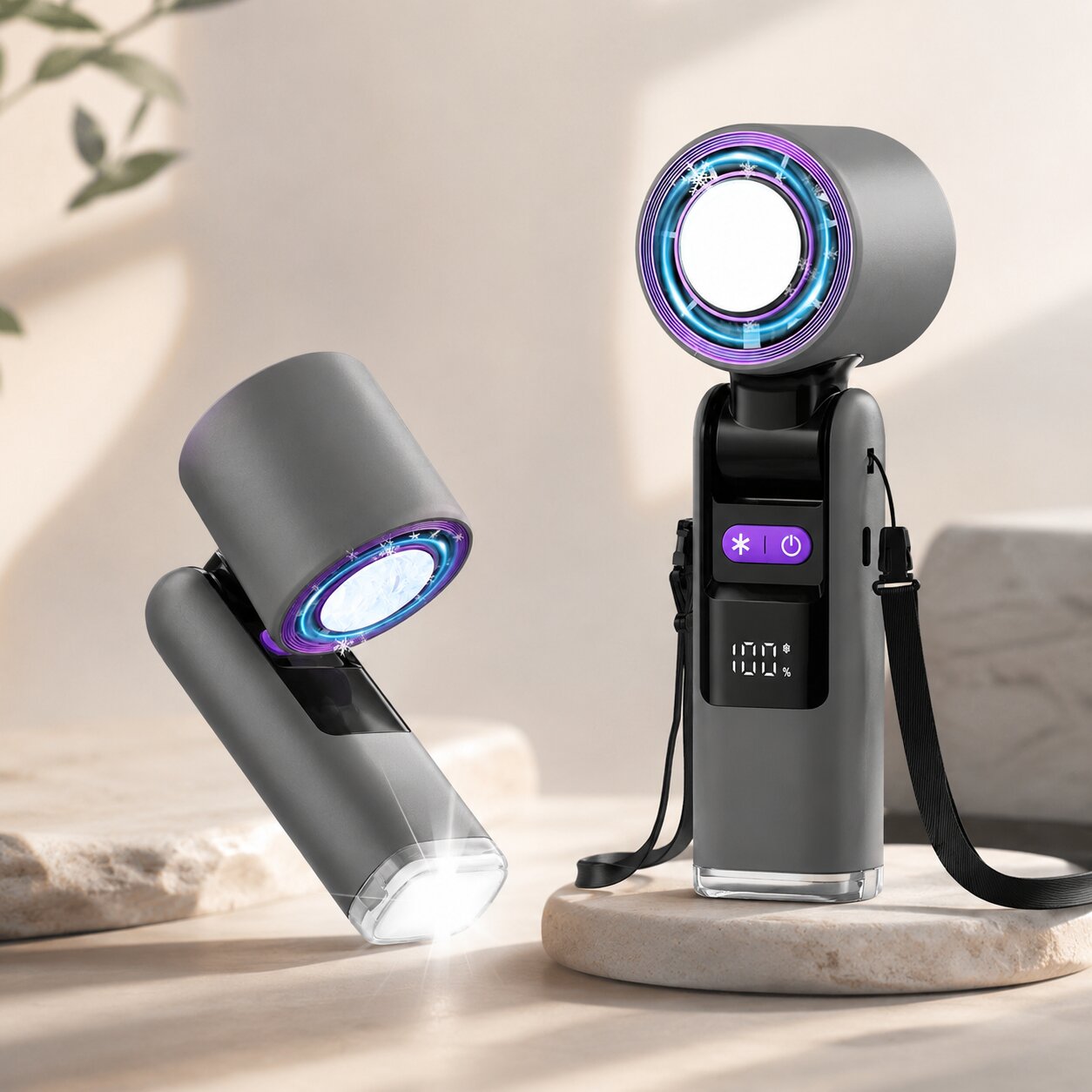 VentiFrais – Mini ventilateur refroidissant | Plaque froide, lampe & écran LED | USB-C