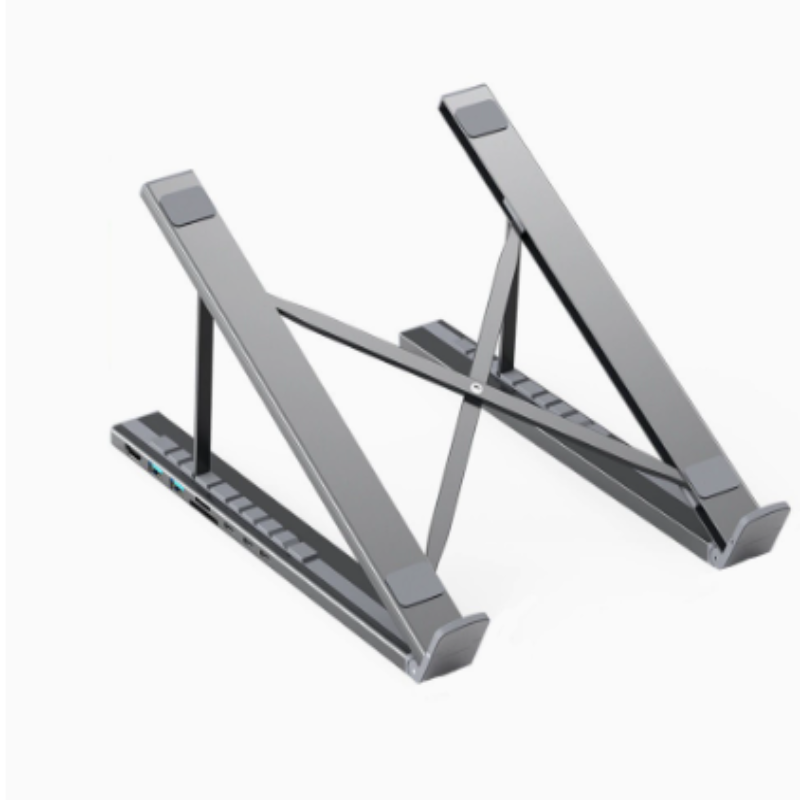 PortaDesk — Support Laptop Pliable en Aluminium avec Hub Multi-Port | Ergonomique | Veromora