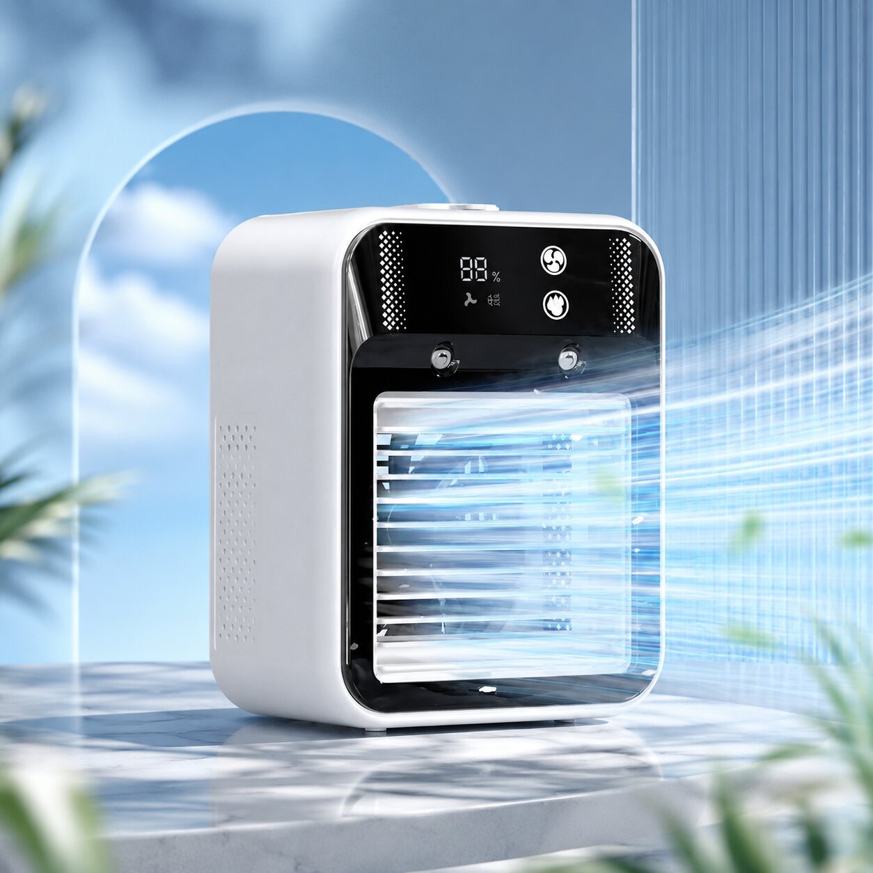 BriseLux – Ventilateur brumisateur portable | Réservoir 500 ml | USB-C | 3 modes