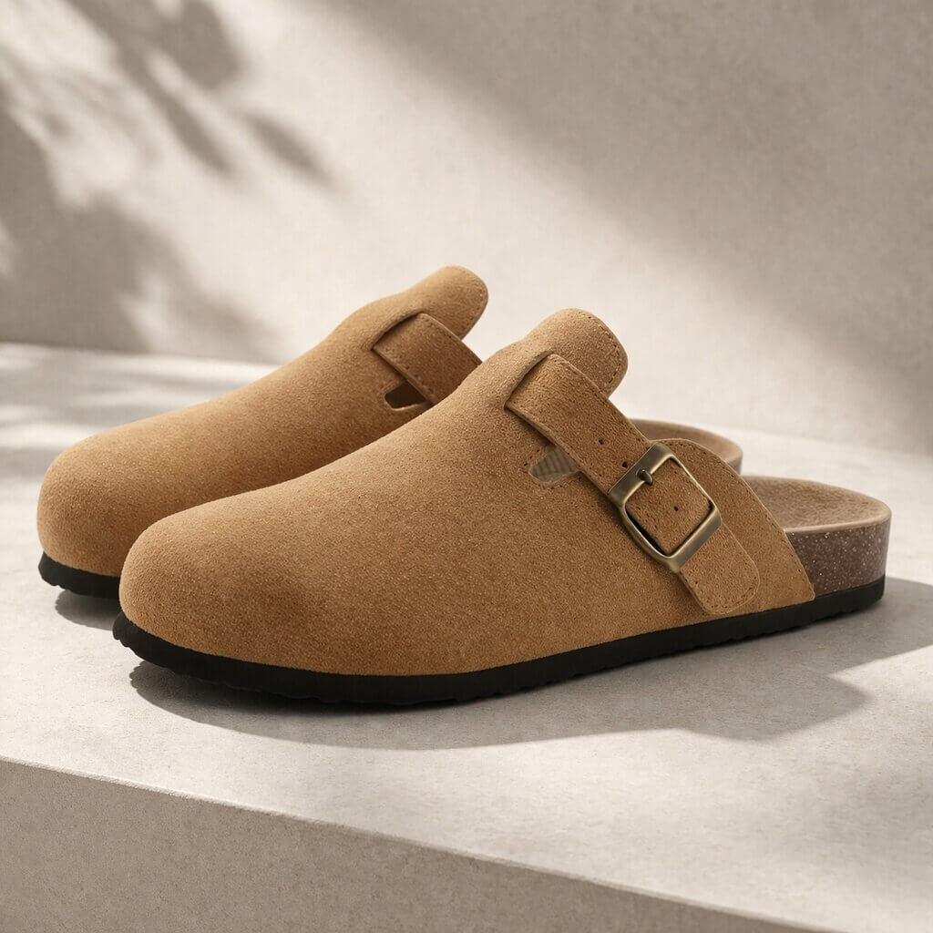 Suedaré – Mules en suédine avec semelle en liège pour femme et homme