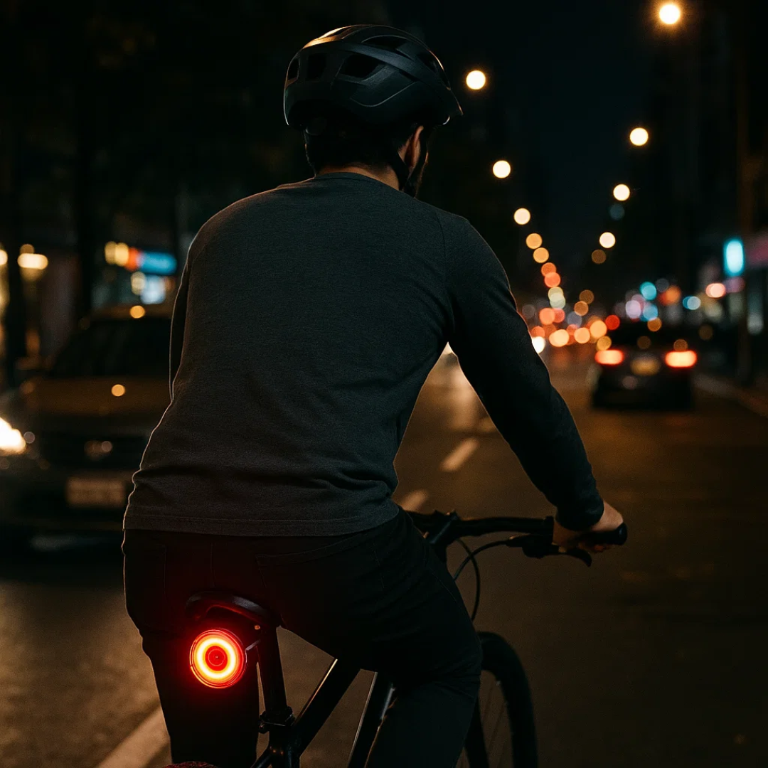 VéloLux – Feu arrière & stop vélo intelligent | 6 modes LED | Batterie intégrée