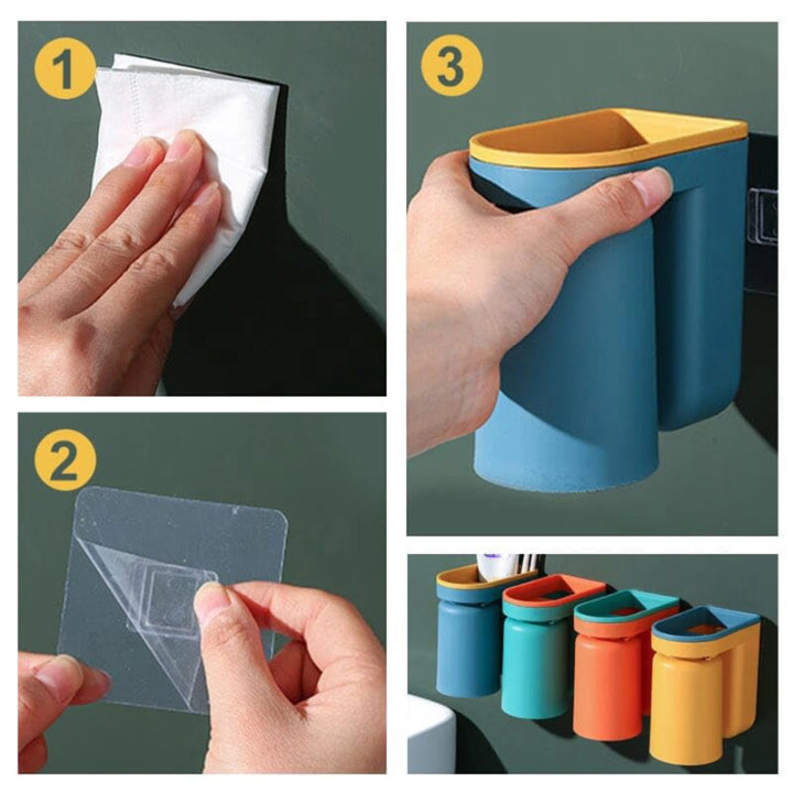 Support mural pour brosse à dents – Zéro perçage, fixation 3M ultra-résistante
