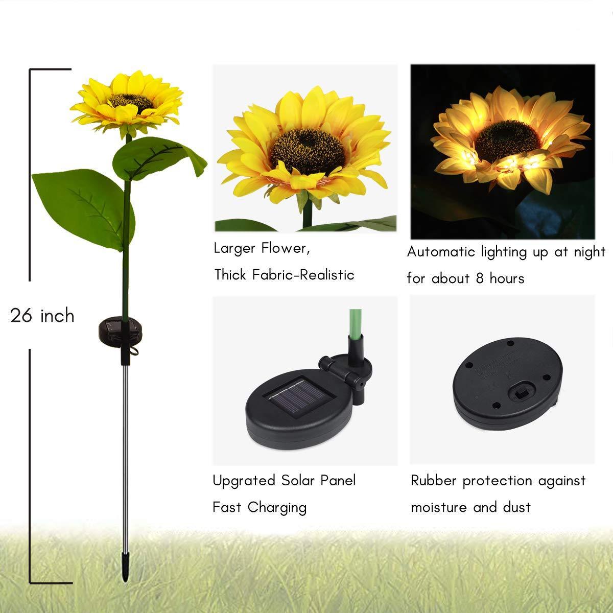 SolFleur — Lampe Solaire de Jardin en Forme de Tournesol | Étanche | Lumière Chaude | Veromora