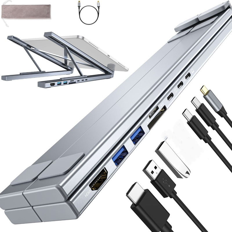 PortaDesk — Support Laptop Pliable en Aluminium avec Hub Multi-Port | Ergonomique | Veromora