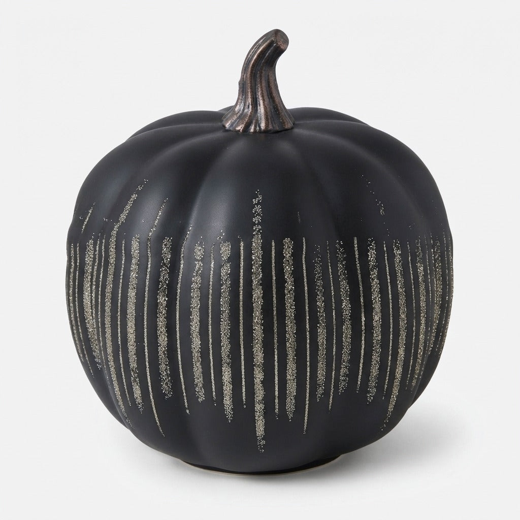 Lanterne Citrouille Halloween — Lumière LED Scintillante avec Minuterie | 2 Tailles | Orange & Noir | Veromora