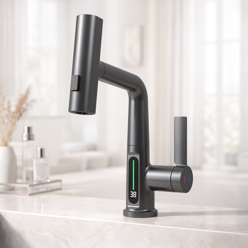 FlexiGrue – Robinet de cuisine extensible | 5 modes de jet | 4 finitions