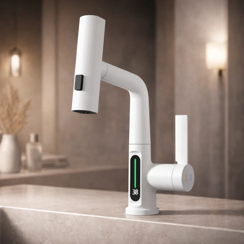 FlexiGrue – Robinet de cuisine extensible | 5 modes de jet | 4 finitions
