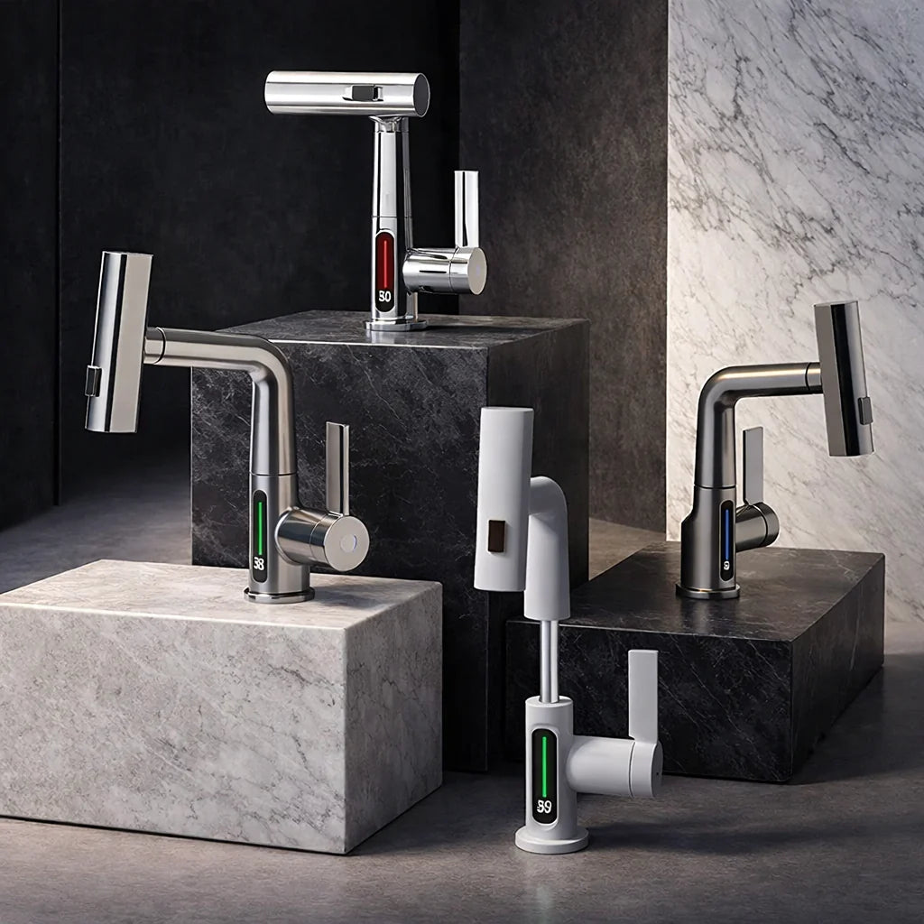 FlexiGrue – Robinet de cuisine extensible | 5 modes de jet | 4 finitions