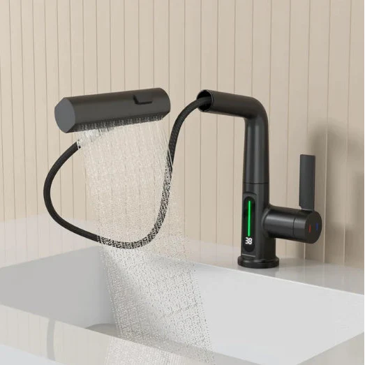 FlexiGrue – Robinet de cuisine extensible | 5 modes de jet | 4 finitions
